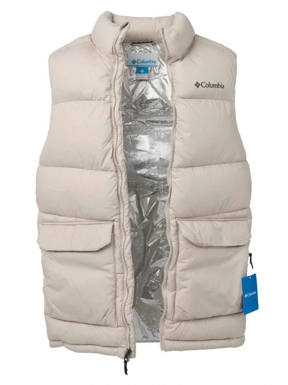 Columbia Men's Pike Lake Puffer Vest - Size S - Dark Stone / Beige - Omni-Heat